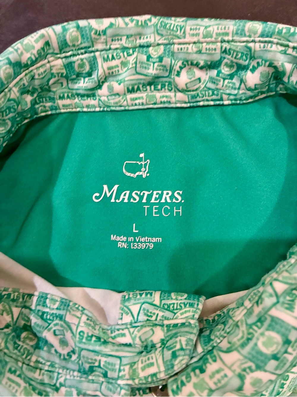 2026 Authentic Masters Tech Men's Badge Design Performance Golf Shirt Polo Large - Picture 5 of 7